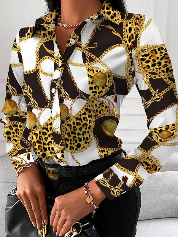 Women's Blouses Printed Lapel Button Long Sleeve Blouse - Blouses - Instastyled | Online Fashion Free Shipping Clothing, Dresses, Tops, Shoes - 27/07/2022 - BLO2207271796 - Blouses